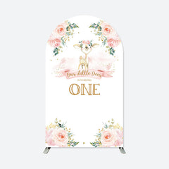 Aperturee - Floral Deer One Birthday Double Sided Arch Backdrop