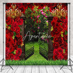 Aperturee - Floral Elegant Gate Grass Spring Photoshoot Backdrop