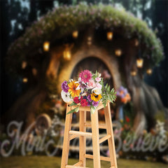 Aperturee - Floral Enchant House Birthday Cake Smash Backdrop