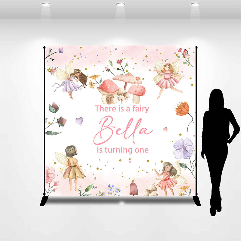 Aperturee - Floral Fairy Custom 1st Birthday Backdrop For Girls