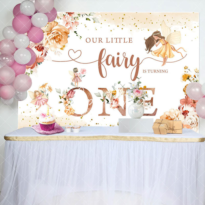 Aperturee - Floral Fairy First Birthday Girl Party Backdrop