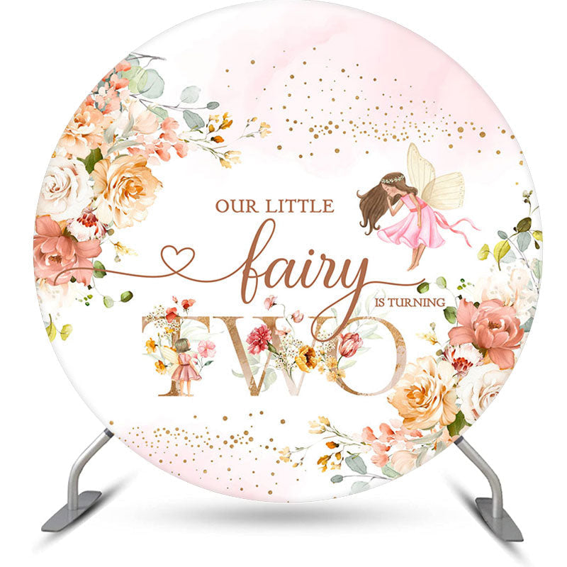 Aperturee - Floral Fairy Round 2nd Birthday Backdrop For Girls