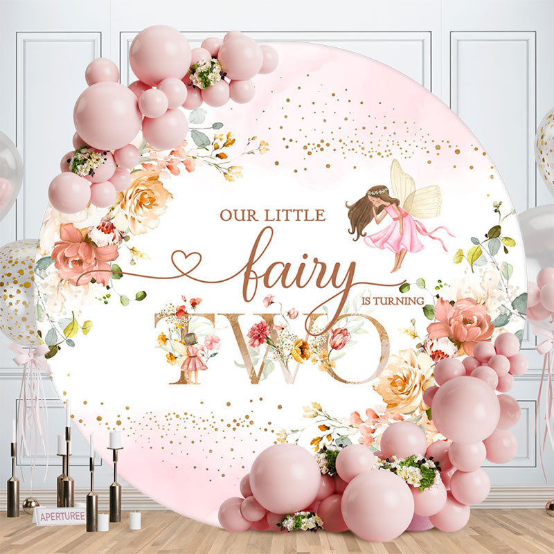 Aperturee - Floral Fairy Round 2nd Birthday Backdrop For Girls