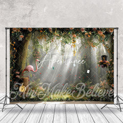 Aperturee - Floral Flamingo Light Shadow Forest Photo Backdrop