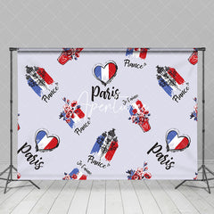 Aperturee - Floral French Flag Heart Paris Je T Aime Backdrop