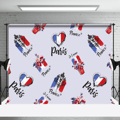 Aperturee - Floral French Flag Heart Paris Je T Aime Backdrop