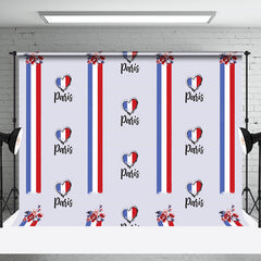 Aperturee - Floral French Flag Stripe Heart Bastille Day Backdrop