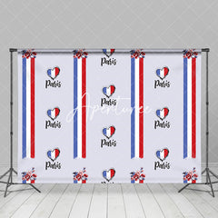 Aperturee - Floral French Flag Stripe Heart Bastille Day Backdrop