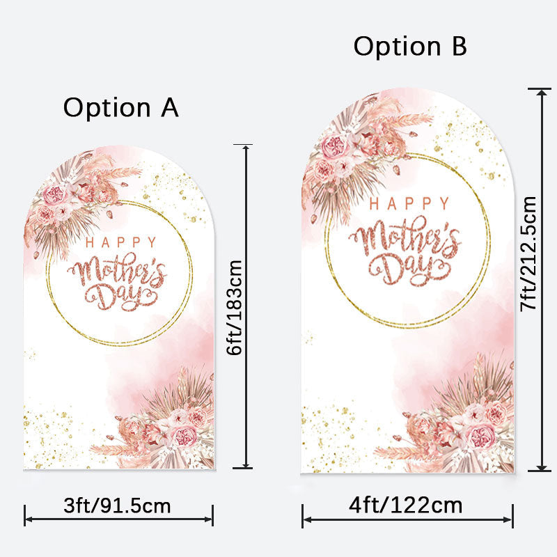 Aperturee - Floral Glitter Happy Mothers Day Arch Backdrop for Event