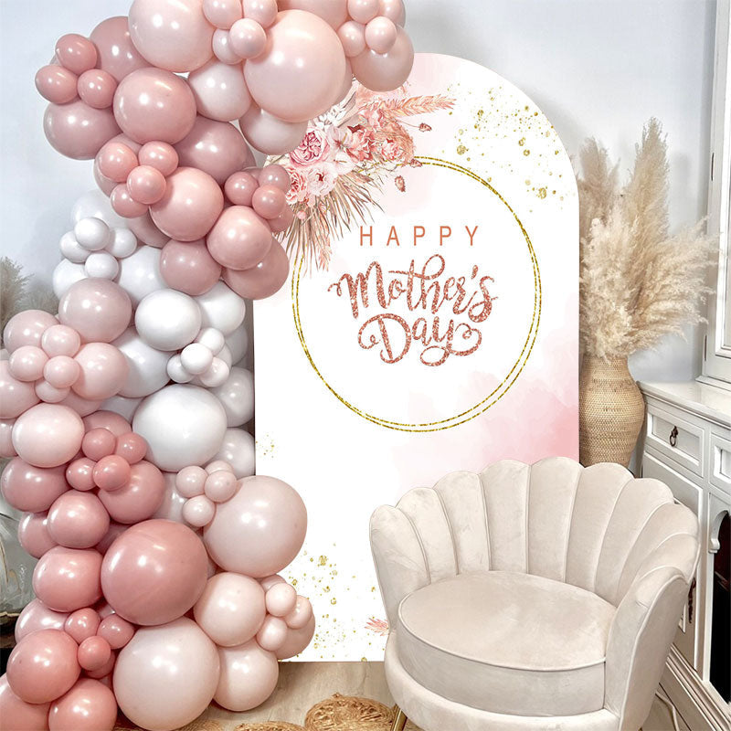 Aperturee - Floral Glitter Happy Mothers Day Arch Backdrop for Event