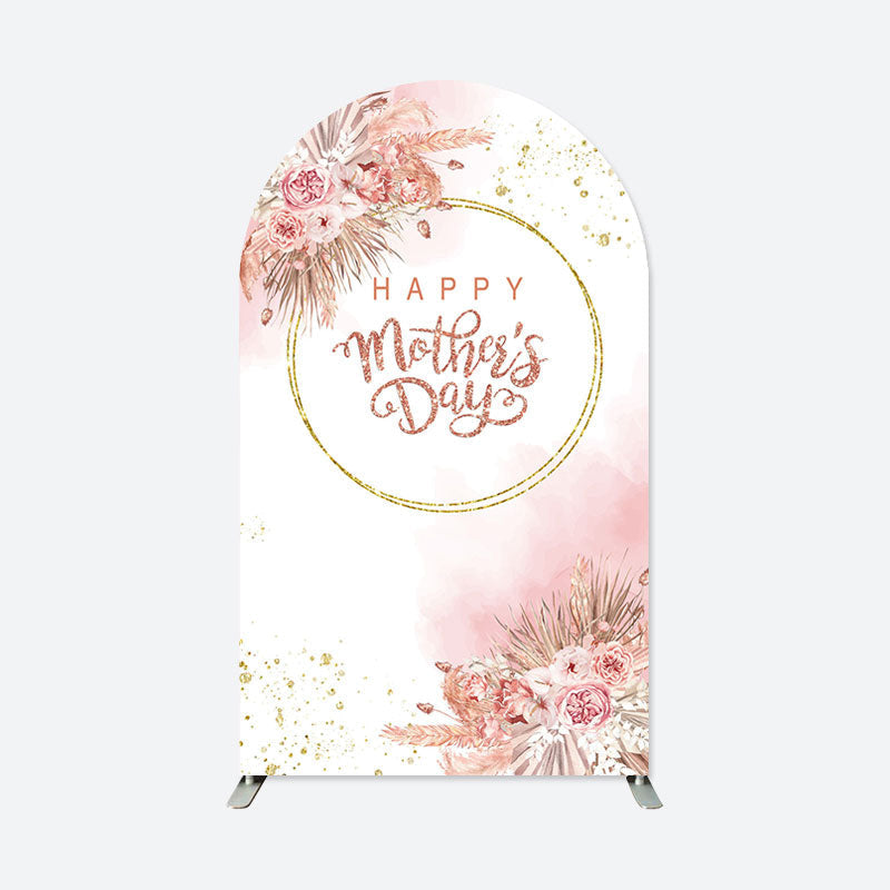 Aperturee - Floral Glitter Happy Mothers Day Arch Backdrop for Event