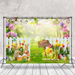 Aperturee - Floral Grassland Eggs Fence Bokeh Easter Backdrop