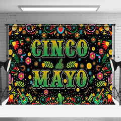 Aperturee - Floral Green Cinco Mayo Mexican Fiesta Party Backdrop