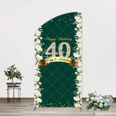 Aperturee - Floral Green Fabulous Arch 40th Birthday Backdrop