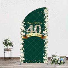 Aperturee - Floral Green Fabulous Arch 40th Birthday Backdrop