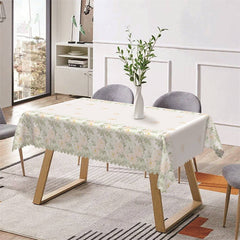 Aperturee - Floral Green Leaves Faded Fresh Rectangle Tablecloth