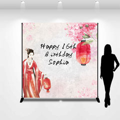 Aperturee - Floral Hanfu Lanterns Custom 16th Birthday Backdrop