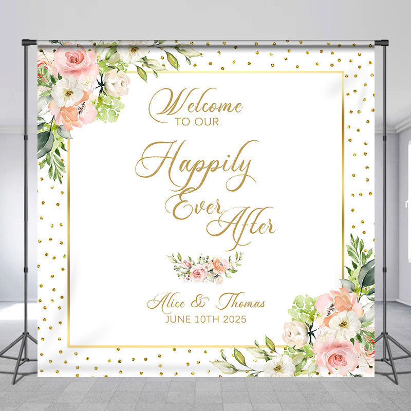 Aperturee - Floral Happily Ever After Custom Wedding Backdrop