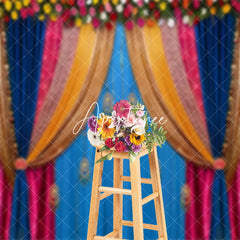 Aperturee - Floral Indian Cultural Curtain Photography Backdrop