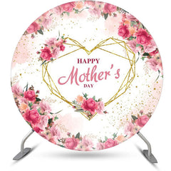 Aperturee - Floral Leaves Gold Heart Round Mothers Day Backdrop