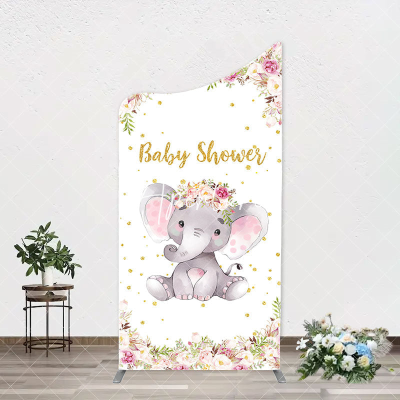 Aperturee - Floral Little Elephant Arch Baby Shower Backdrop