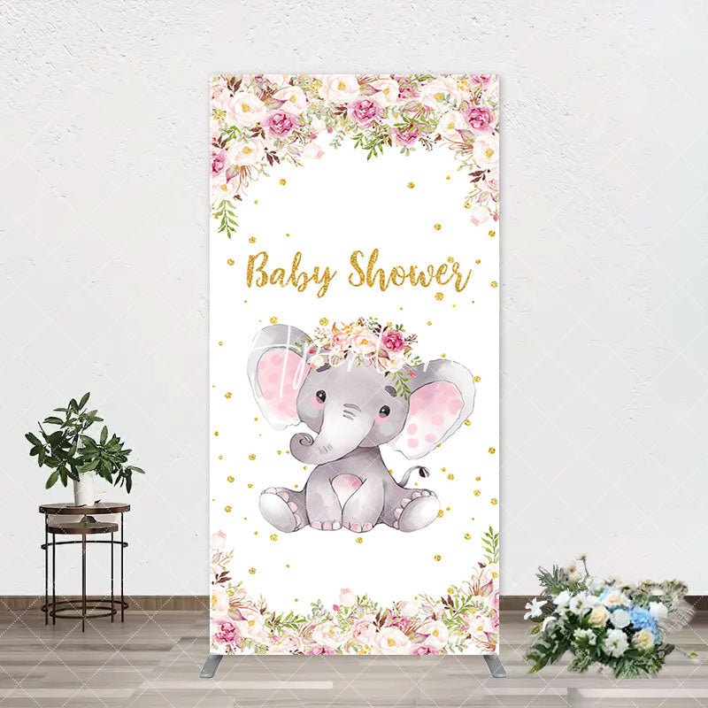 Aperturee - Floral Little Elephant Arch Baby Shower Backdrop