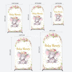 Aperturee - Floral Little Elephant Arch Baby Shower Backdrop