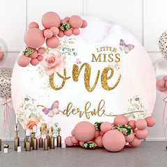 Aperturee Floral Little Miss One Derful Round Birthday Backdrop