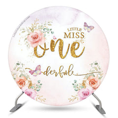 Aperturee Floral Little Miss One Derful Round Birthday Backdrop