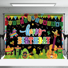 Aperturee - Floral Mexican Fiesta Happy Birthday Backdrop for Kids