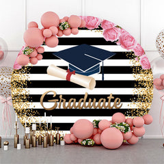 Aperturee Floral Mortarboard Glitter Stripe Circular Grad Backdrop