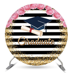 Aperturee Floral Mortarboard Glitter Stripe Circular Grad Backdrop