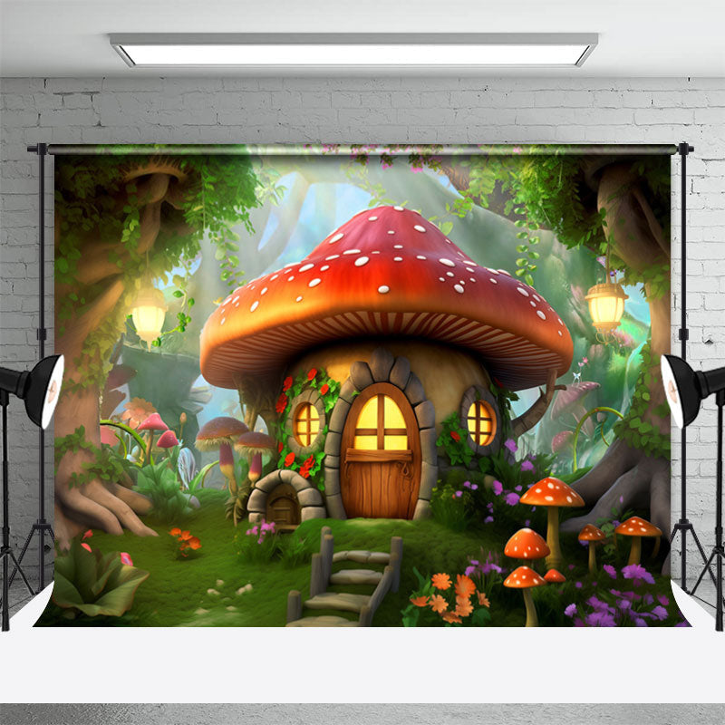 Aperturee - Floral Mushroom Enchanted Forest Spring Backdrop