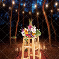 Aperturee - Floral Night Forest Valentines Day Photo Backdrop