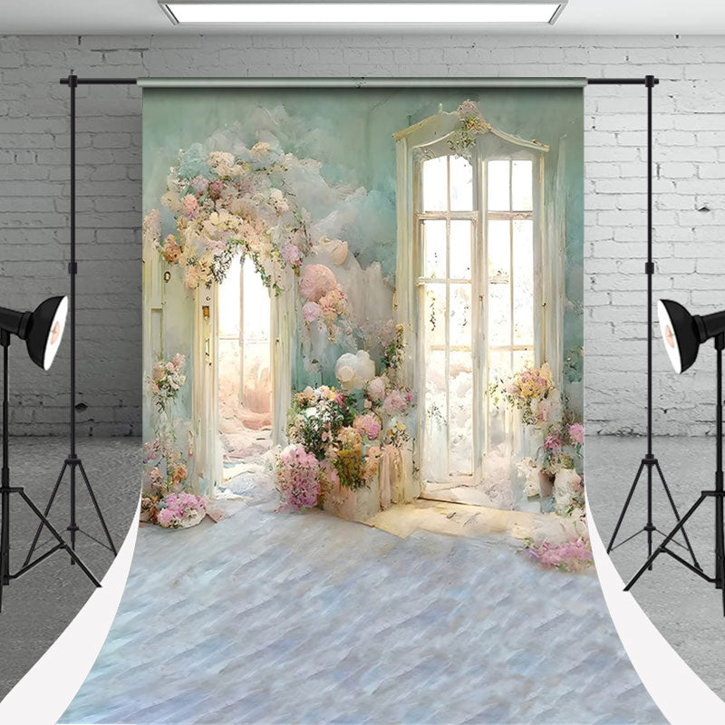 Aperturee - Floral Oil Painting Elegant Door Photo Sweep Backdrop