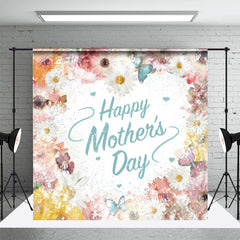 Aperturee - Floral Painting White Happy Mothers Day Backdrop