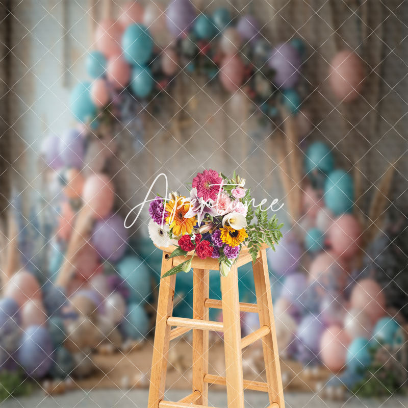 Aperturee - Floral Pearl Balloons Coastal Cake Smash Backdrop