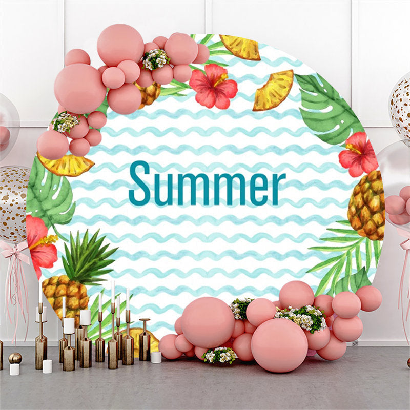 Aperturee - Floral Pineapple Monstera Round Summer Backdrop