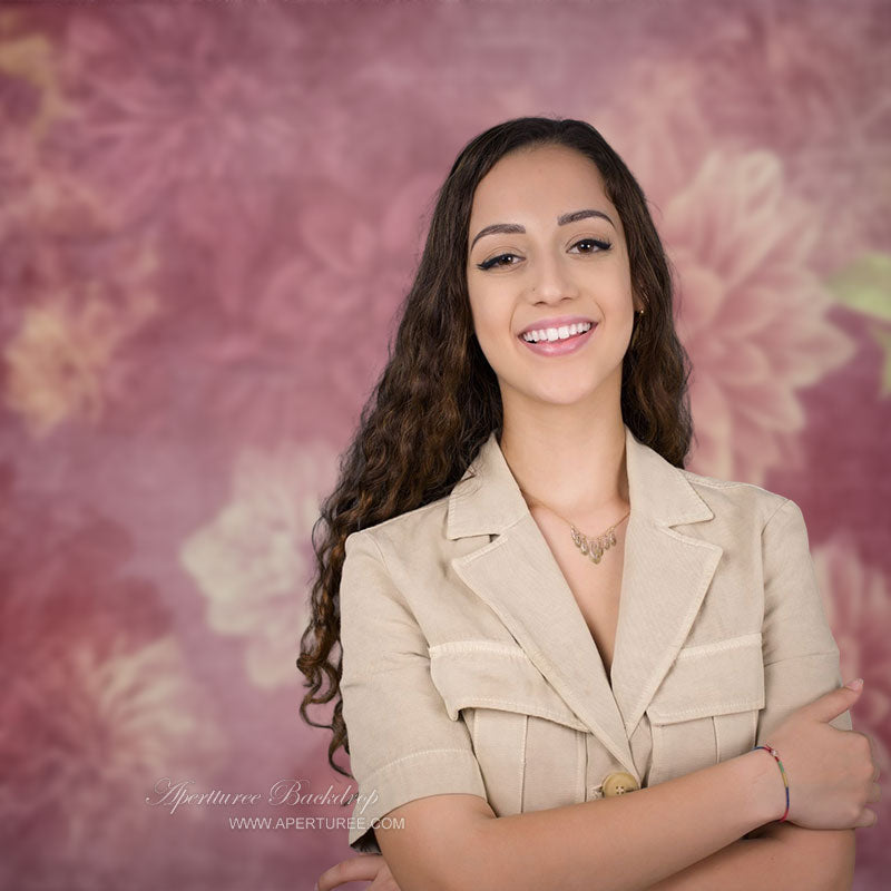 Aperturee - Floral Pink Abstract Fine Art Backdrop For Maternity