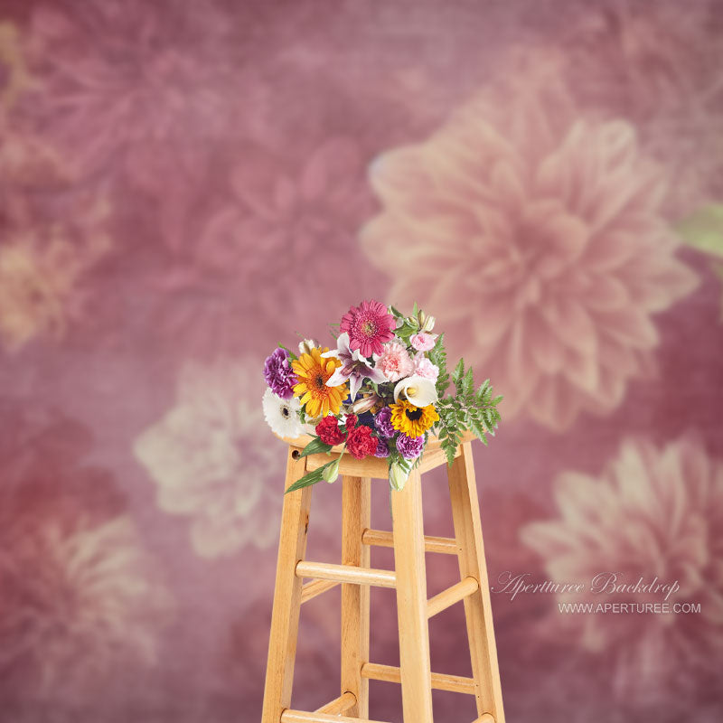 Aperturee - Floral Pink Abstract Fine Art Backdrop For Maternity