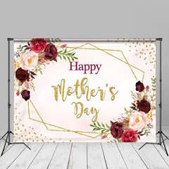 Aperturee - Floral Pink Happy Mothers Day Backdrop For Photo