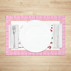 Aperturee - Floral Pink Heart Mothers Day Set Of 4 Placemats