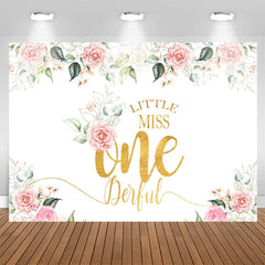 Aperturee - Floral Pink Little Miss Onederful Birthday Backdrop