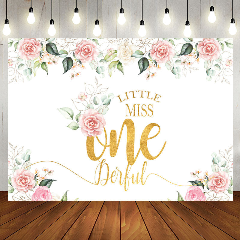 Aperturee - Floral Pink Little Miss Onederful Birthday Backdrop