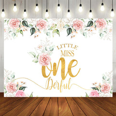 Aperturee - Floral Pink Little Miss Onederful Birthday Backdrop