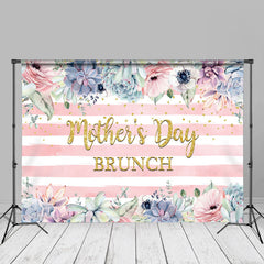 Aperturee - Floral Pink White Stripe Backdrop For Mothers Day