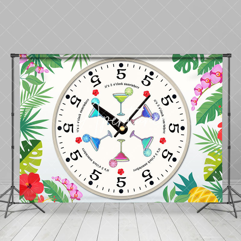 Aperturee - Floral Plant Its 5 Oclock Somewhere Party Backdrop