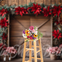 Aperturee - Floral Plants Log Cabin Backdrop For Photography