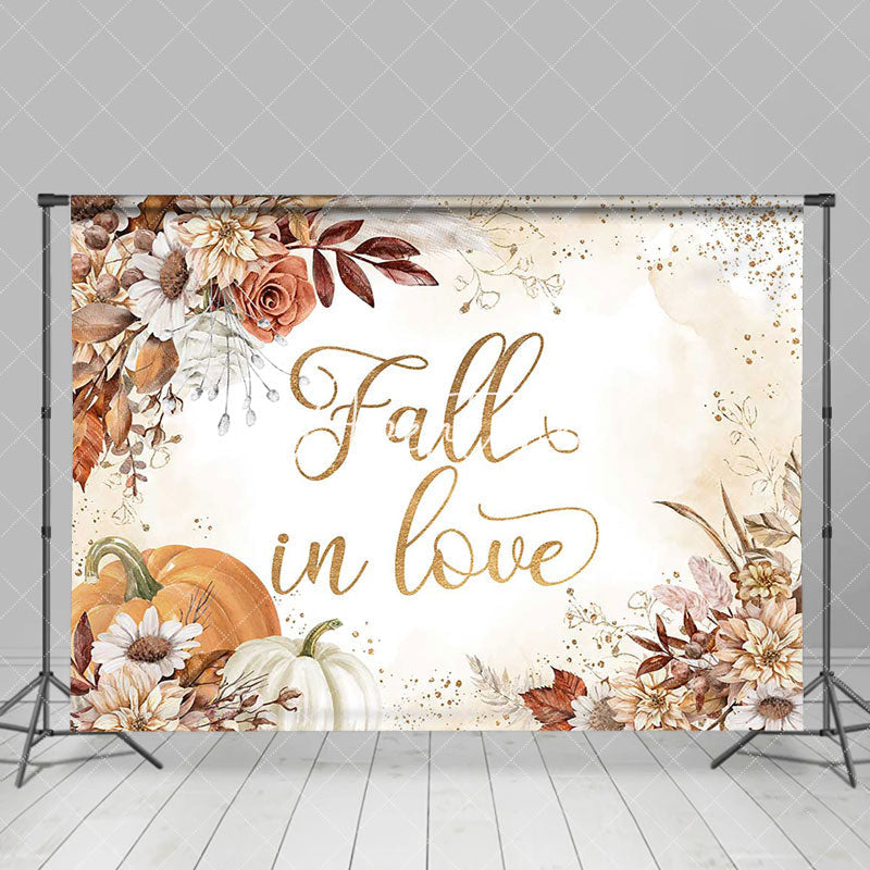 Aperturee - Floral Pumpkin Fall In Love Autumn Wedding Backdrop