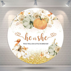 Aperturee Floral Pumpkin He Or She Round Gender Reveal Backdrop